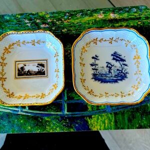 Duo of antique Richard Ginori porcelain dishes